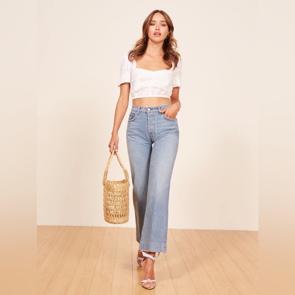 Reformation Fawcett Wide Leg Jeans | Size 25 Acadia - Picture 2 of 15
